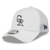 Colorado Rockies 2026 Batting Practice Apex 9FORTY Adjustable Trucker Hat White