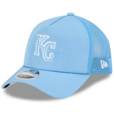 Kansas City Royals 2026 Batting Practice Apex 9FORTY Adjustable Trucker Hat Light Blue