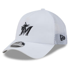 Miami Marlins 2026 Batting Practice Apex 9FORTY Adjustable Trucker Hat White
