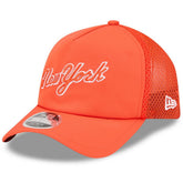 New York Mets 2026 Batting Practice Apex 9FORTY Adjustable Trucker Hat Orange