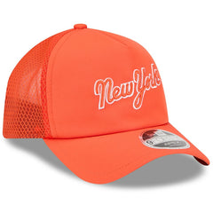 New York Mets 2026 Batting Practice Apex 9FORTY Adjustable Trucker Hat Orange