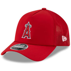 Los Angeles Angels 2026 Batting Practice Apex 9FORTY Adjustable Trucker Hat Red