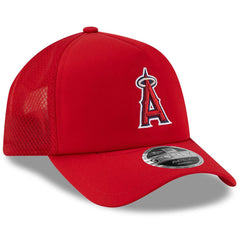 Los Angeles Angels 2026 Batting Practice Apex 9FORTY Adjustable Trucker Hat Red