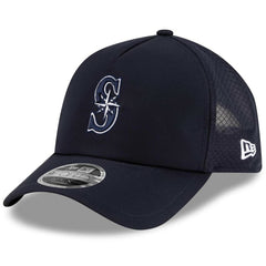 Seattle Mariners 2026 Batting Practice Apex 9FORTY Adjustable Trucker Hat Navy