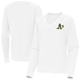Athletics Antigua Women's Varsity Tri-Blend V-Neck Long Sleeve T-Shirt White
