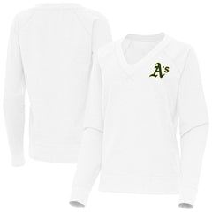 Athletics Antigua Women's Varsity Tri-Blend V-Neck Long Sleeve T-Shirt White