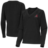 Arizona Diamondbacks Antigua Women's Varsity Tri-Blend V-Neck Long Sleeve T-Shirt Heather Black