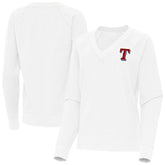 Texas Rangers Antigua Women's Varsity Tri-Blend V-Neck Long Sleeve T-Shirt White