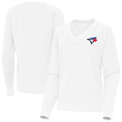 Toronto Blue Jays Antigua Women's Varsity Tri-Blend V-Neck Long Sleeve T-Shirt White