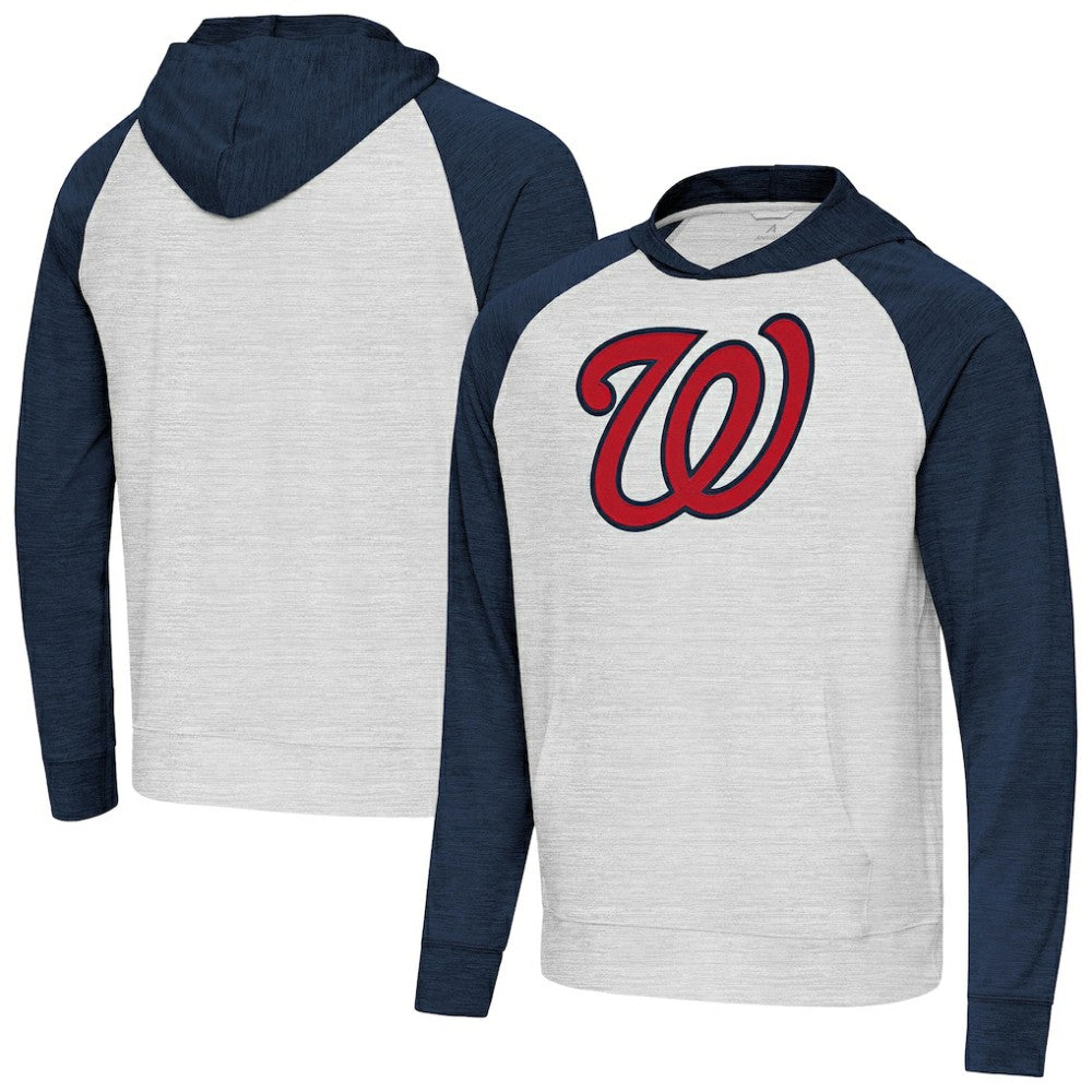 Washington Nationals Antigua Urgent Pullover Hoodie Heather Navy/Gray
