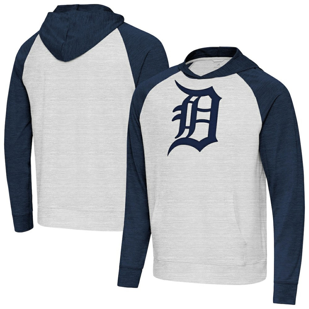 Detroit Tigers Antigua Urgent Pullover Hoodie Heather Navy/Gray
