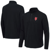 New York Mets Antigua Sync Tri-Blend Quarter-Zip Pullover Heather Black