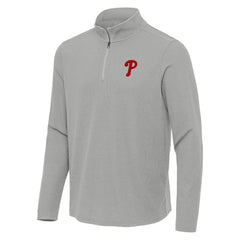 Philadelphia Phillies Antigua Sync Tri-Blend Quarter-Zip Pullover Heather Gray
