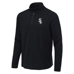 Chicago White Sox Antigua Sync Tri-Blend Quarter-Zip Pullover Heather Black