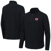 Cincinnati Reds Antigua Sync Tri-Blend Quarter-Zip Pullover Heather Black