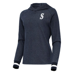 Seattle Mariners Antigua Women's Trek Pullover Hoodie Heather Navy