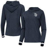 Tampa Bay Rays Antigua Women's Trek Pullover Hoodie Heather Navy