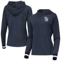 Tampa Bay Rays Antigua Women's Trek Pullover Hoodie Heather Navy