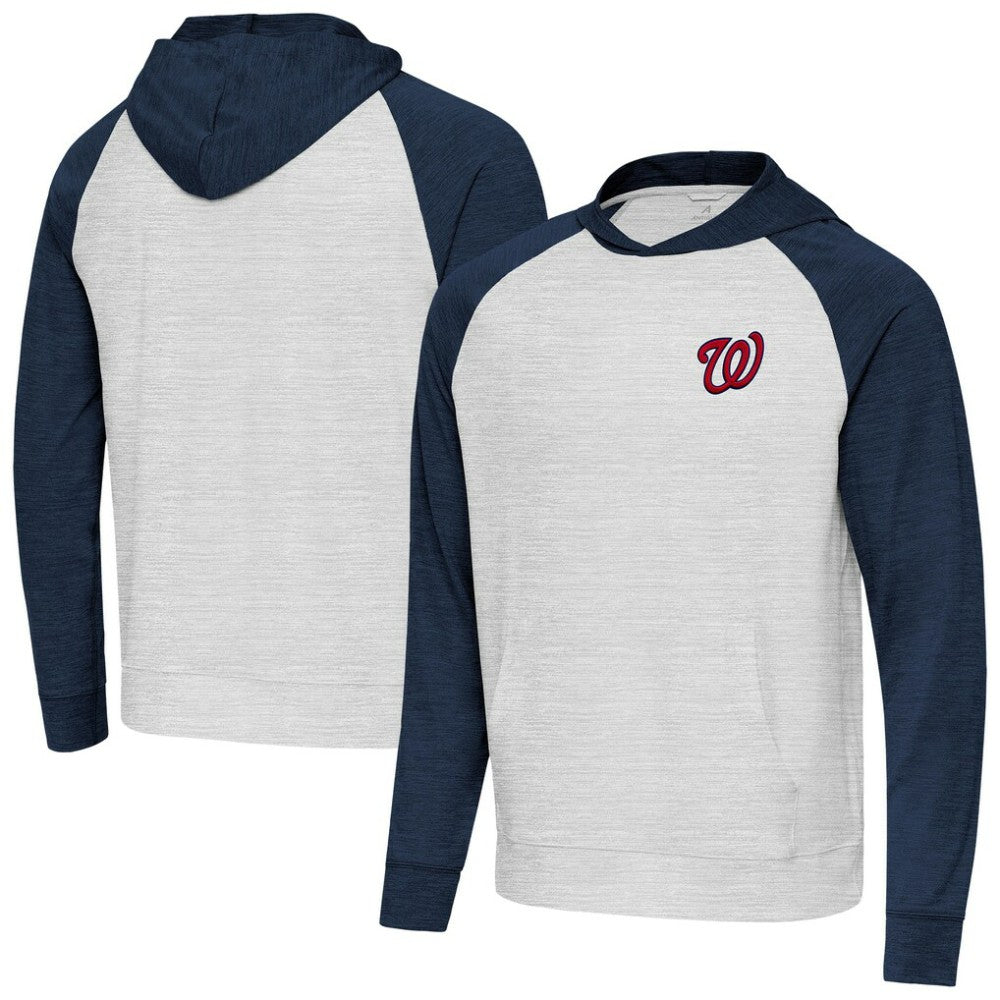 Washington Nationals Antigua Urgent Pullover Hoodie Heather Navy/Gray