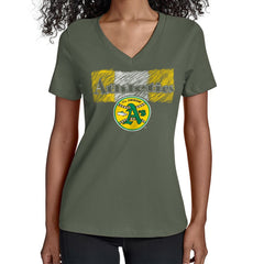 Athletics Starter Women's Team Color Shading V-Neck T-Shirt Green