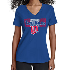 Minnesota Twins Starter Women's Team Color Shading V-Neck T-Shirt Royal
