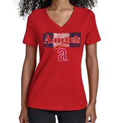 Los Angeles Angels Starter Women's Team Color Shading V-Neck T-Shirt Red