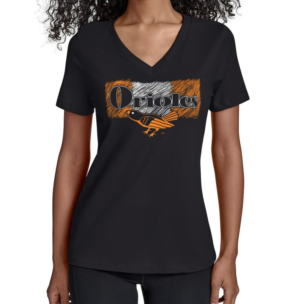 Baltimore Orioles Starter Women's Team Color Shading V-Neck T-Shirt Black
