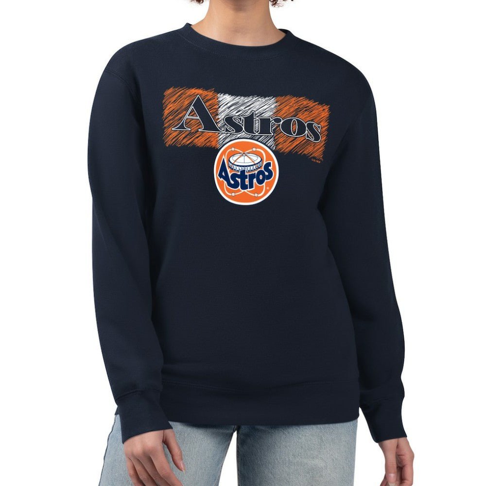 Houston Astros Starter Women's Team Color Shading Fleece Pullover Sweatshirt Navy