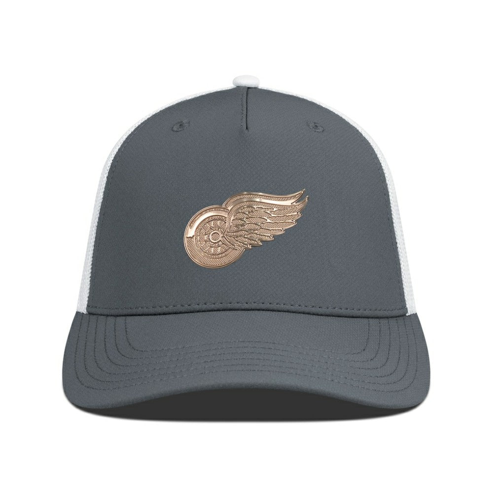 Detroit Red Wings Levelwear Signal Copper Insignia Trucker Adjustable Hat - Charcoal/White Hats