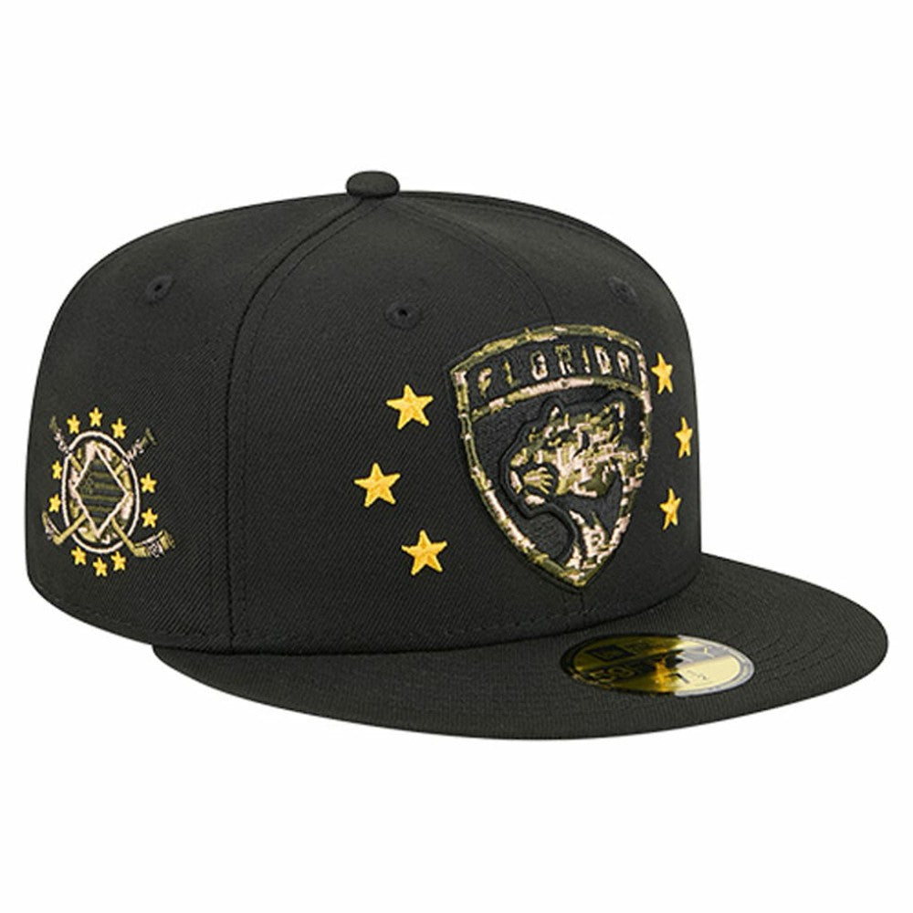 Florida Panthers New Era Military Appreciation Digital Camo Stars 59FIFTY Fitted Hat - Black Hats