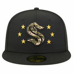 Seattle Kraken New Era Military Appreciation Digital Camo Stars 59FIFTY Fitted Hat - Black Hats