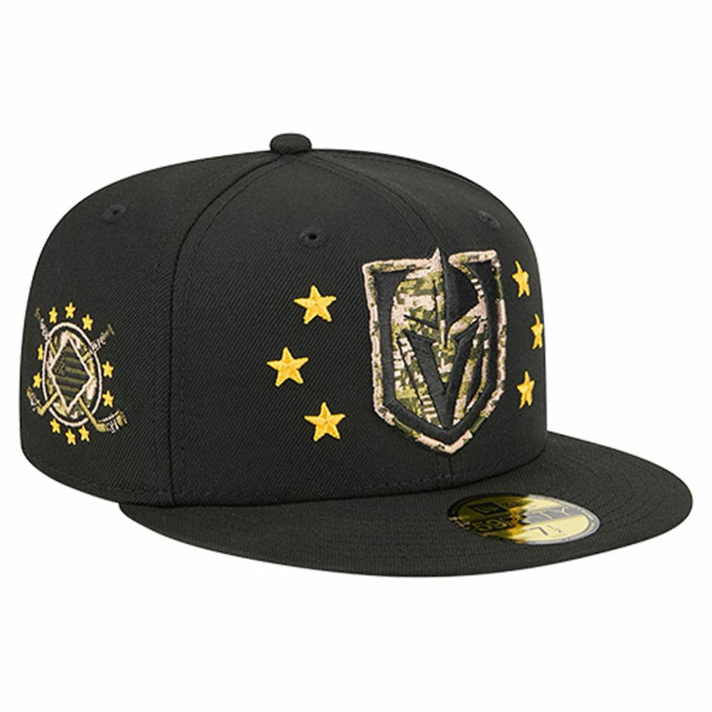 Vegas Golden Knights New Era Military Appreciation Digital Camo Stars 59FIFTY Fitted Hat - Black Hats