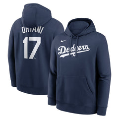 Shohei Ohtani Los Angeles Dodgers Player Name & Number Club Fleece Pullover Hoodie Navy