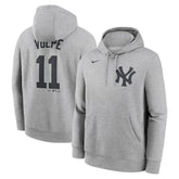 Anthony Volpe New York Yankees Player Name & Number Club Fleece Pullover Hoodie Heather Gray