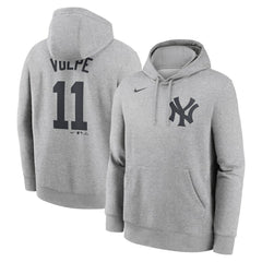 Anthony Volpe New York Yankees Player Name & Number Club Fleece Pullover Hoodie Heather Gray