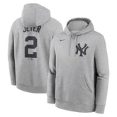 Derek Jeter New York Yankees Player Name & Number Club Fleece Pullover Hoodie Heather Gray