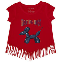 Washington Nationals Tiny Turnip Girls Youth Balloon Dog Fringe T-Shirt Red