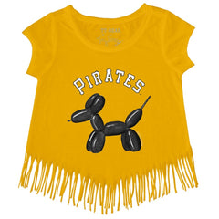 Pittsburgh Pirates Tiny Turnip Girls Youth Balloon Dog Fringe T-Shirt Gold