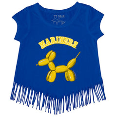 Seattle Mariners Tiny Turnip Girls Youth Balloon Dog Fringe T-Shirt Royal