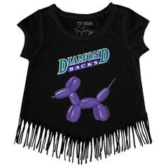 Arizona Diamondbacks Tiny Turnip Girls Youth Balloon Dog Fringe T-Shirt Black