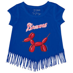 Atlanta Braves Tiny Turnip Girls Youth Balloon Dog Fringe T-Shirt Royal