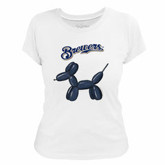 Milwaukee Brewers Tiny Turnip Women's Balloon Dog T-Shirt White