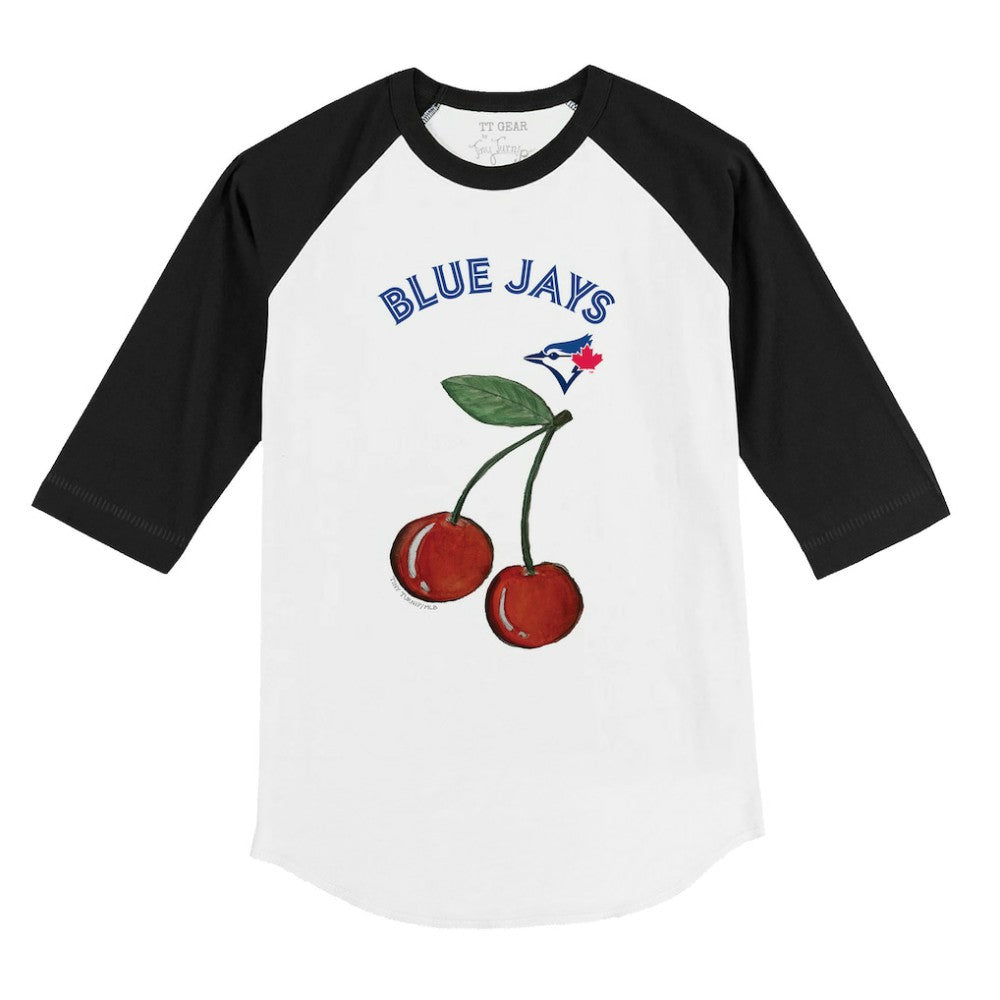 Toronto Blue Jays Tiny Turnip Youth Cherries 3/4-Sleeve Raglan Baseball T-Shirt White