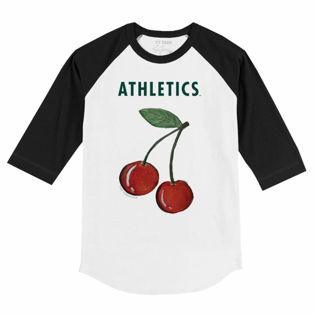 Athletics Tiny Turnip Youth Cherries 3/4-Sleeve Raglan Baseball T-Shirt White