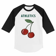 Athletics Tiny Turnip Youth Cherries 3/4-Sleeve Raglan Baseball T-Shirt White