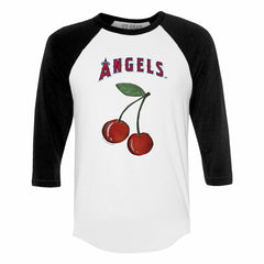 Los Angeles Angels Tiny Turnip Women's Cherries 3/4-Sleeve Raglan Baseball T-Shirt White