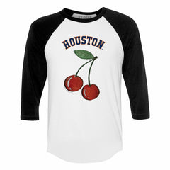 Houston Astros Tiny Turnip Women's Cherries 3/4-Sleeve Raglan Baseball T-Shirt White