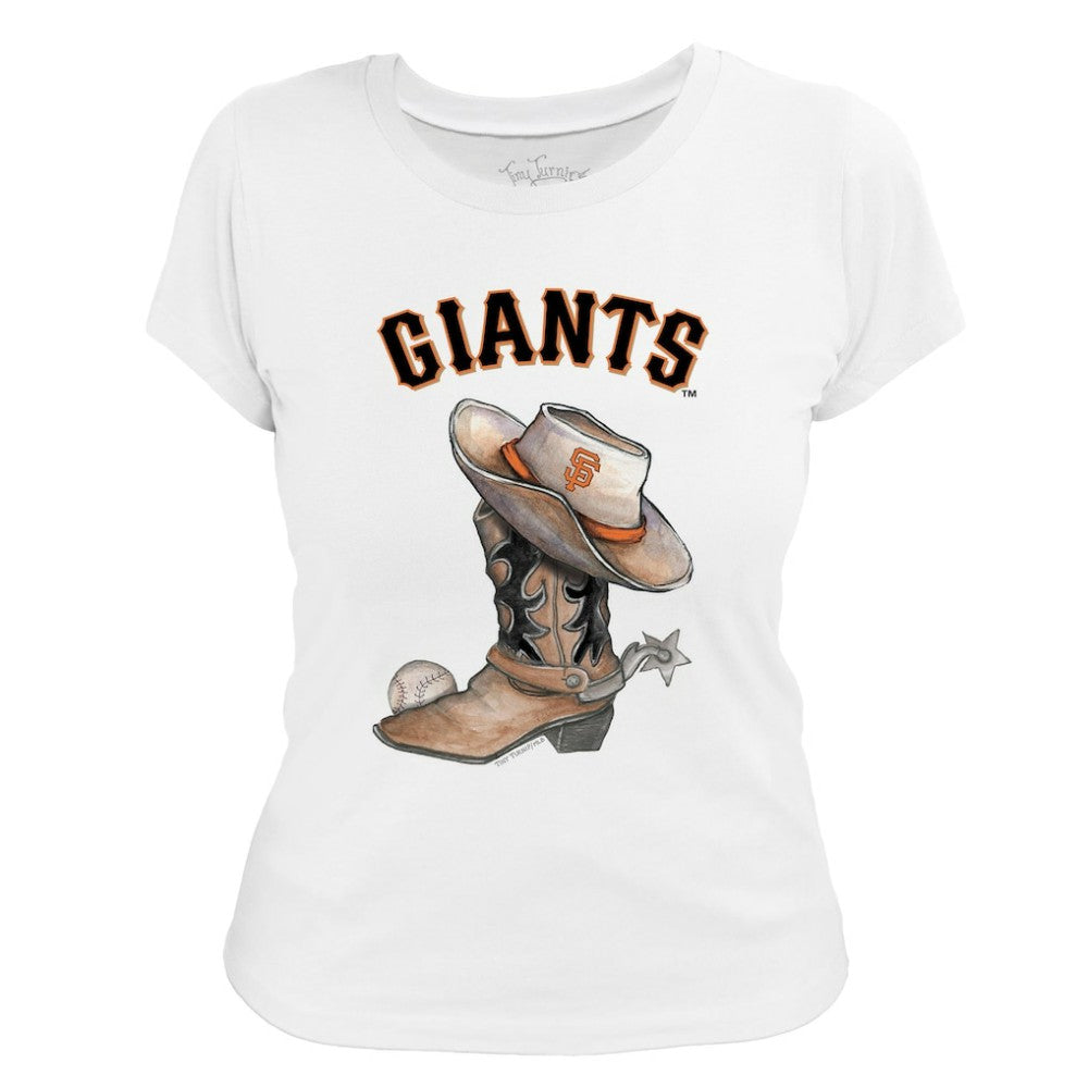 San Francisco Giants Tiny Turnip Women's Cowboy Boot T-Shirt White