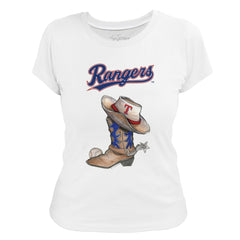 Texas Rangers Tiny Turnip Women's Cowboy Boot T-Shirt White