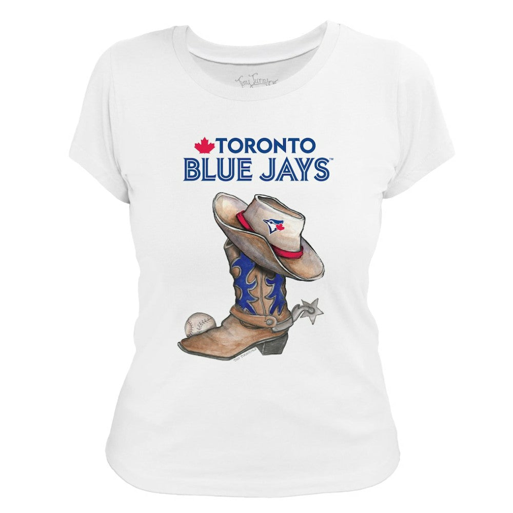Toronto Blue Jays Tiny Turnip Women's Cowboy Boot T-Shirt White